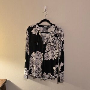 Floral Black and White Women's Top